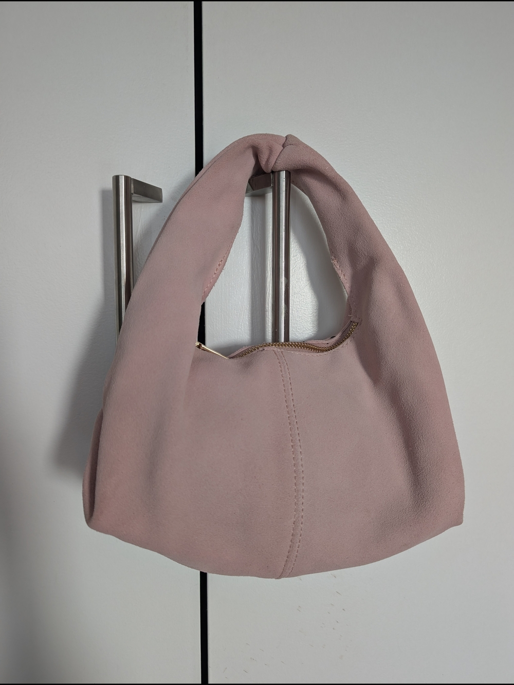 Aqua Pink Suede Hobo Hand Bag Women's Small